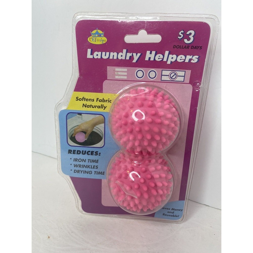 2 X Pink Dryer Balls Lifts & Separate Laundry Wrinkle Reducing Quicker Drying - Picture 3 of 3